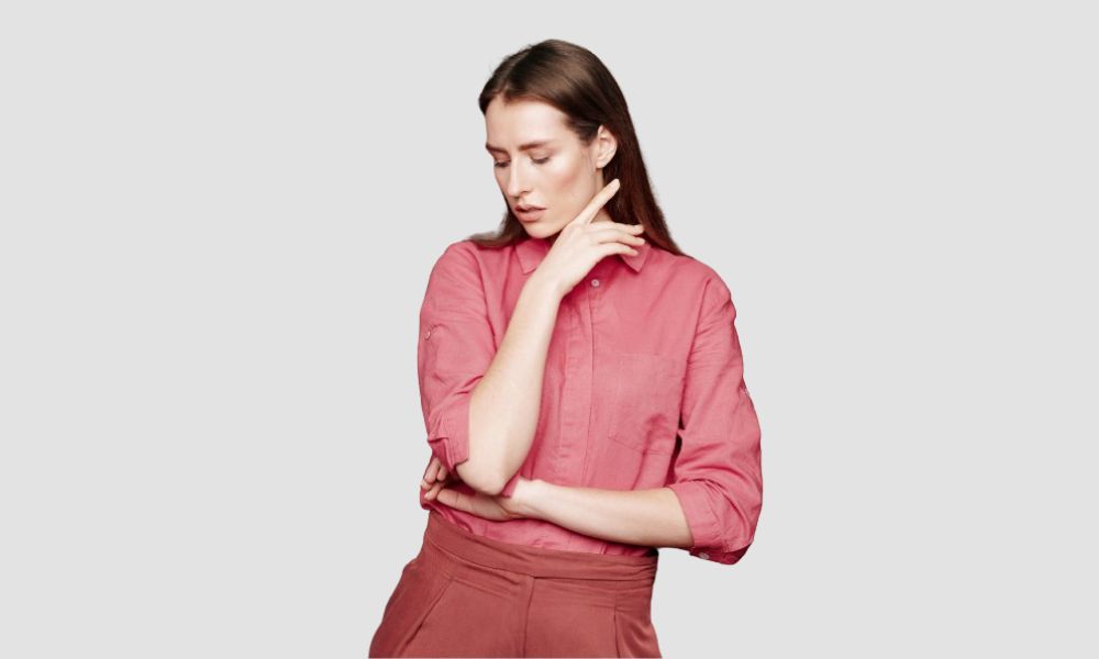 Pink pocketed corduroy shirt bulk order