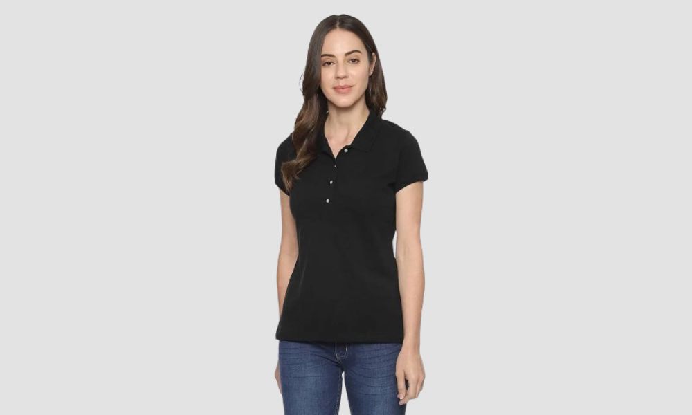 Ladies black polo shirt wholesale