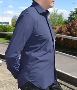 Men shirt high quality 4 WAY STRETCH plain navy