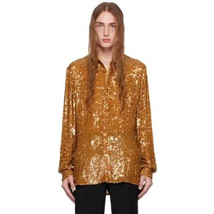 Custom Fashion Shirt Sequins Party Casual Long Sleeve Lapels Shimmering High Quality Clothing