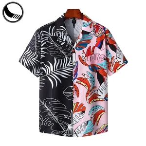 2023 Fashion Men's Rayon Hawaiian Floral Short Sleeve Casual Beach Shirt