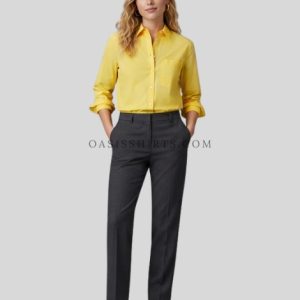 Wholesale sorbet yellow button up shirt for women