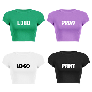 OEM Manufacturers Wholesale High Quality Cotton Baby Tee Women Crop Top Custom Printed Crop Tops