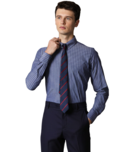 Slim Fit Light Blue Striped Men Shirt