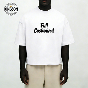 Custom T-shirts Boxy Fit Men's Tshirt Heavyweight 100% Cotton Rib CrewNeck Oversized Streetwear Crop Boxy T-Shirts For Men