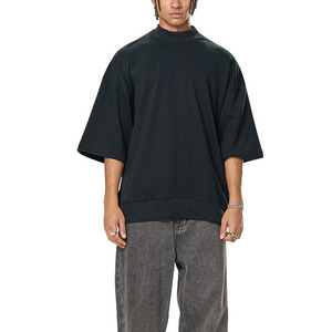 305G Heavyweight Unisex Mock Neck Short-Sleeve Drop-Shoulder Boxy TShirt