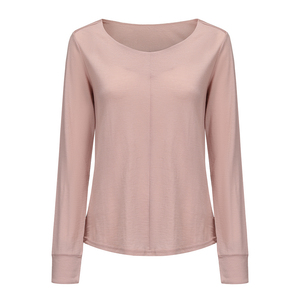 Customized Women's Wool Crew Neck Long Sleeved Thermal Top