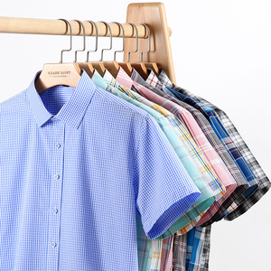 Summer Men's 100% Cotton Short-Sleeve Oxford Weave Shirt