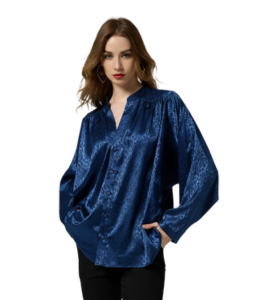 Bulk blue leopard printed women shirt vendor
