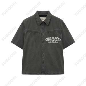 Short Sleeve Washed Design Fashion Street Wear Denim Shirt