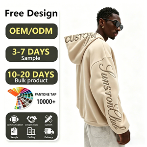 Manufacturer Custom Artistic Font 3D Embroidered Premium Oversized 100% Cotton Solid Hoodies