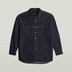 Dark Indigo Denim Workwear Overshirt Two Chest Pockets