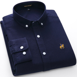 European Size 100% Cotton Oxford Long-sleeved Solid Color Casual Shirts